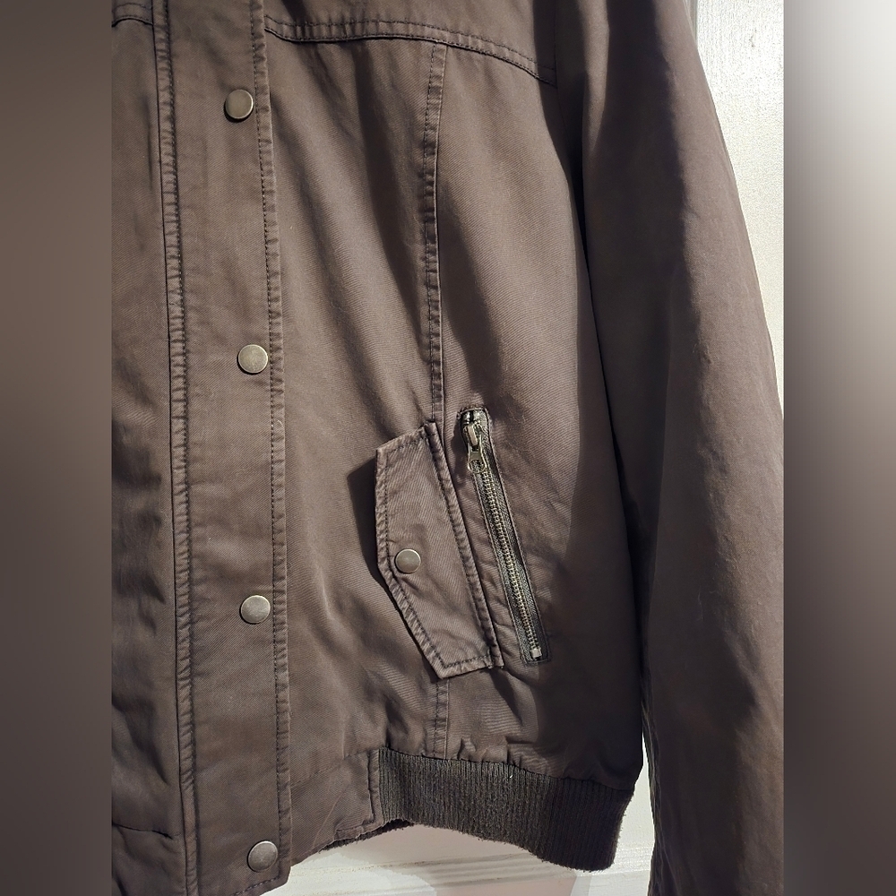 NWOT | G.H. Bass & Co | Bomber Jacket Coat | Fur Trim Hood | L | Olive Green - Picture 10 of 16